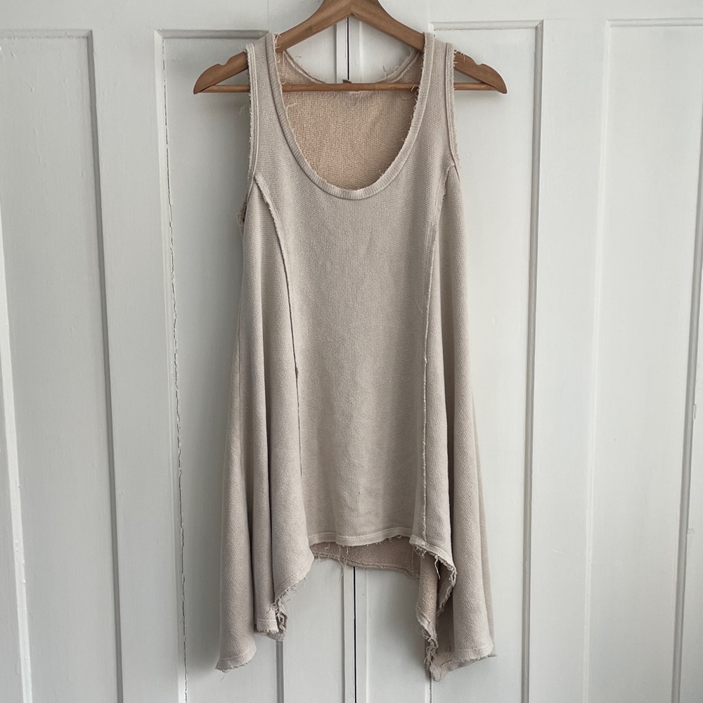 Ecote Top Lagenlook Grunge Fairy Layering Tunic Beige Sleeveless Oversized Small